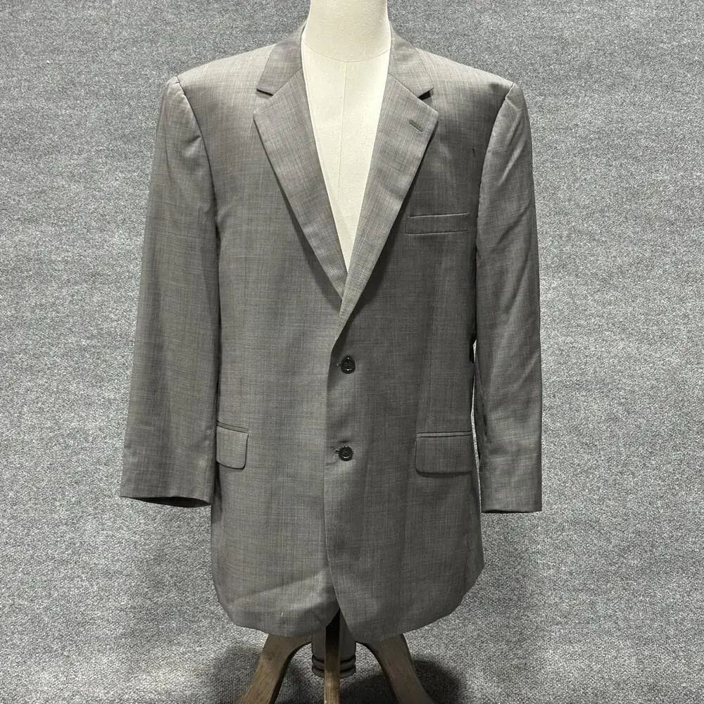 Jos A Bank Blazer Mens 50L Gray 100% Wool Sport Coat Two Button Jacket